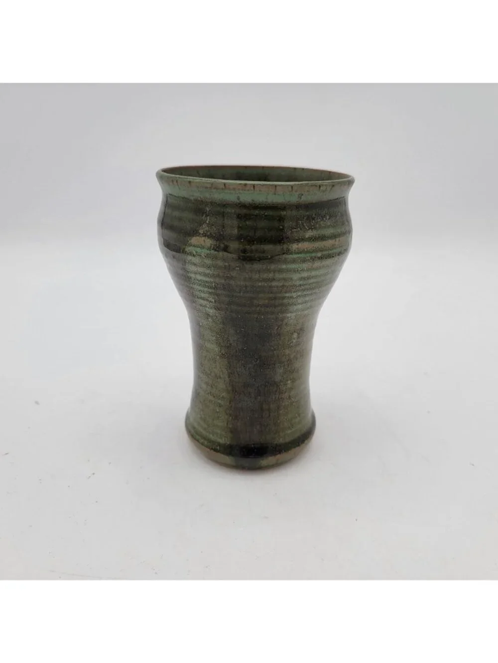 Beautiful Orchid Green Ribbed Art Pottery Vase Signed Bannan